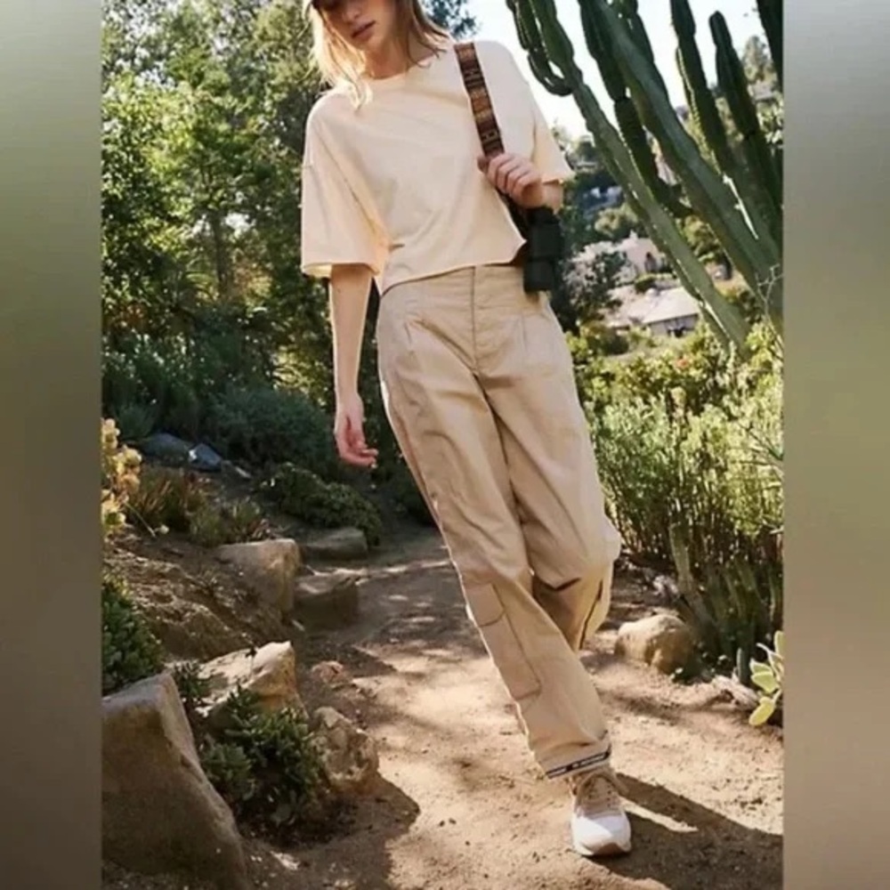 Free People FP Movement Mesmerize Me Solid Cargo Pants Tan Khaki